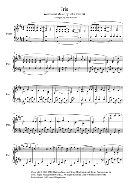 Iris Piano Solo Sheet Music