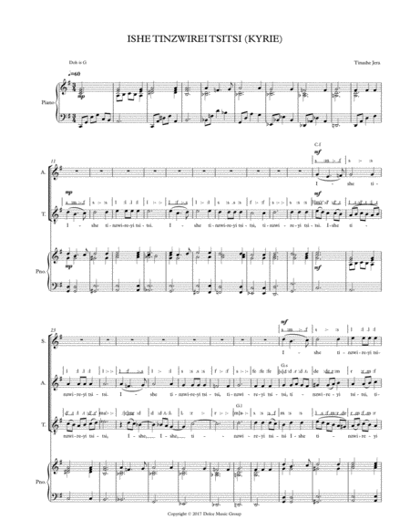 Free Sheet Music Ishe Tinzwirei Tsitsi Kyrie Satb