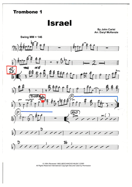 Free Sheet Music Israel 5 Trombones And Rhythm