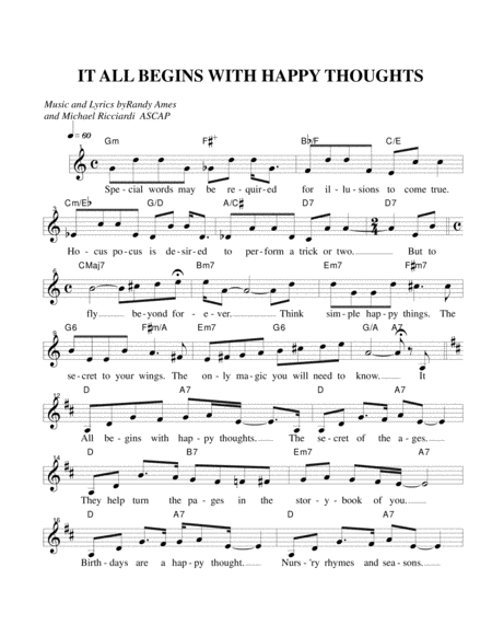 Free Sheet Music It All Begins With Happy Thoughts