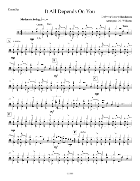 Free Sheet Music It All Depends On You Drum Set