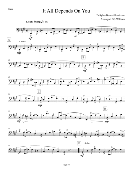 Free Sheet Music It All Depends On You Strings Bass
