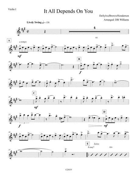 Free Sheet Music It All Depends On You Violin 1