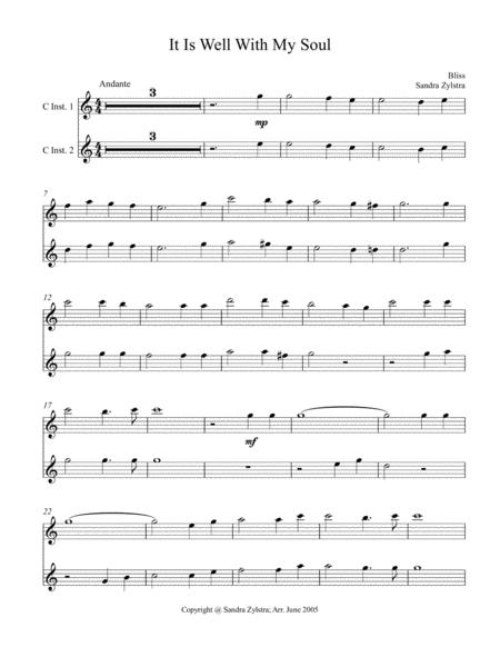 It Is Well With My Soul Treble C Instrument Duet Parts Only Sheet Music