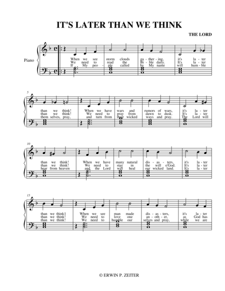 It Later Than We Think Sheet Music