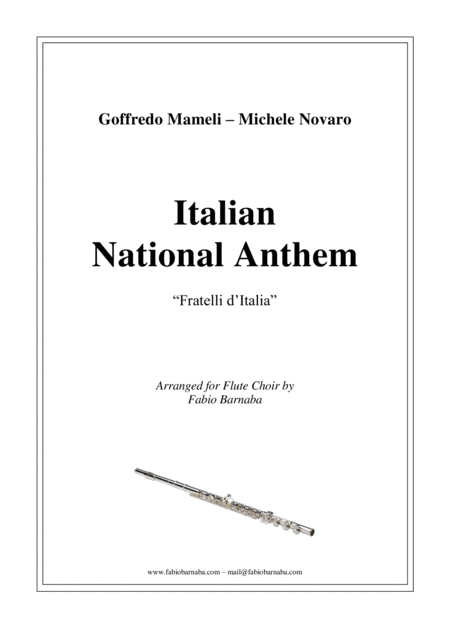 Italian National Anthem Fratelli D Italia For Flute Choir Sheet Music