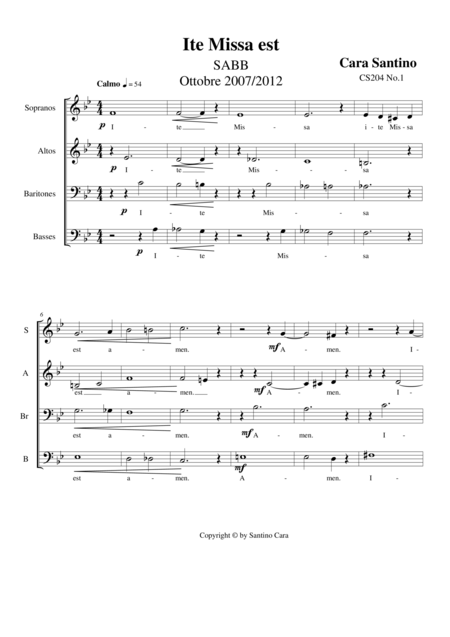 Free Sheet Music Ite Missa Est Choir Sabrb A Cappella