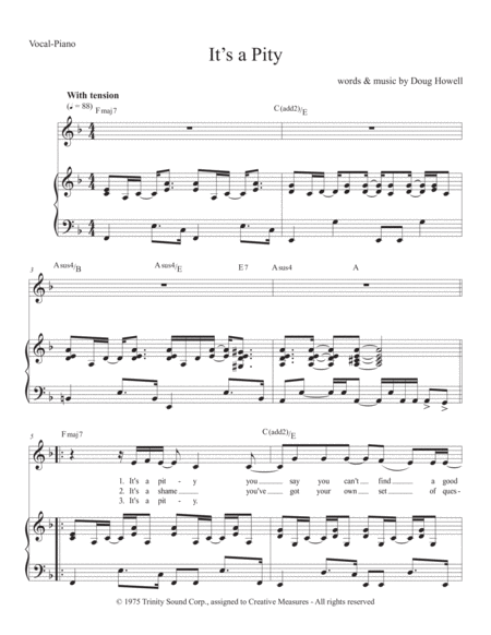 Its A Pity Sheet Music