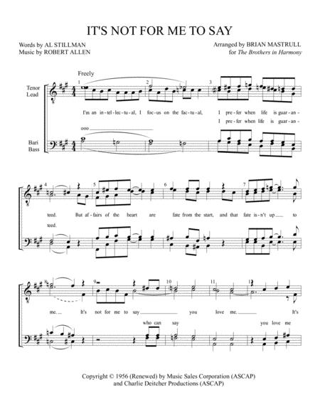 Free Sheet Music Its Not For Me To Say