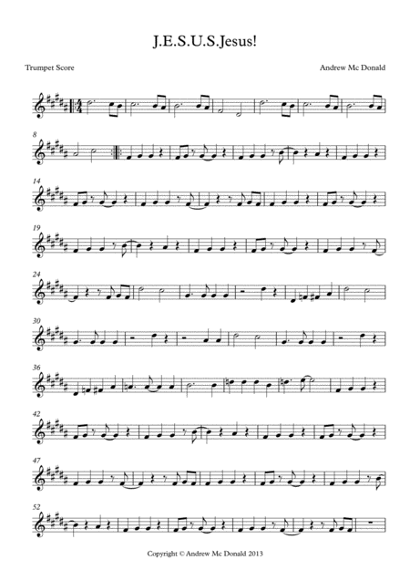 Free Sheet Music J Es Us Jesus Bb Trumpet Score