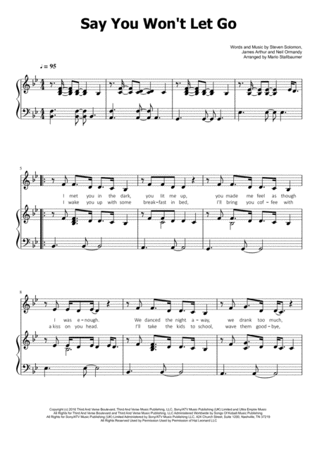 James Arthur Say You Wont Let Go Sheet Music