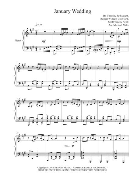 January Wedding The Avett Brothers Solo Piano Arrangement Sheet Music