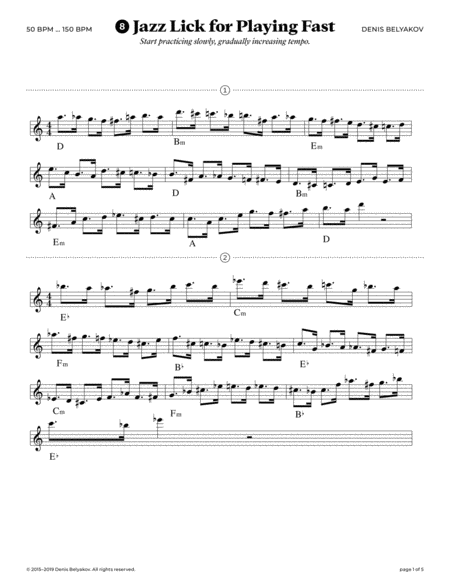 Free Sheet Music Jazz Lick 8 For Playing Fast