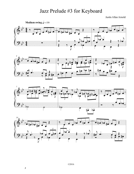 Free Sheet Music Jazz Prelude 3 For Keyboard