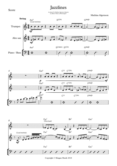 Free Sheet Music Jazzlines