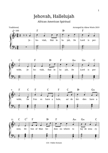 Jehovah Hallelujah Sheet Music