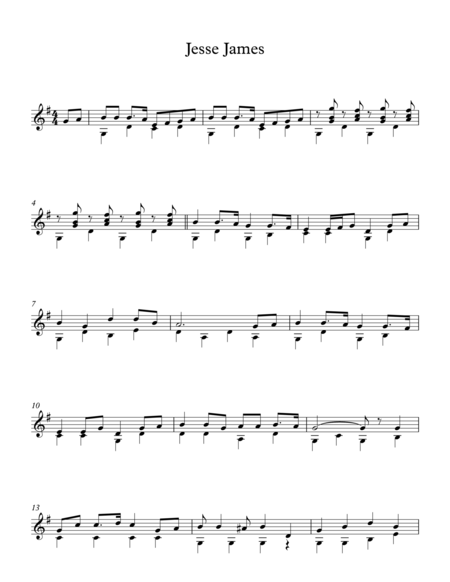 Jesse James American Traditional Song Sheet Music