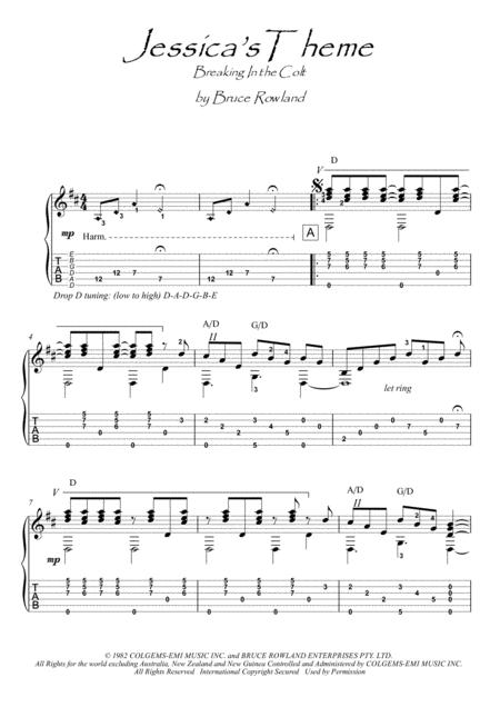 Jessica Theme Breaking In The Colt Guitar Fingerstyle Sheet Music