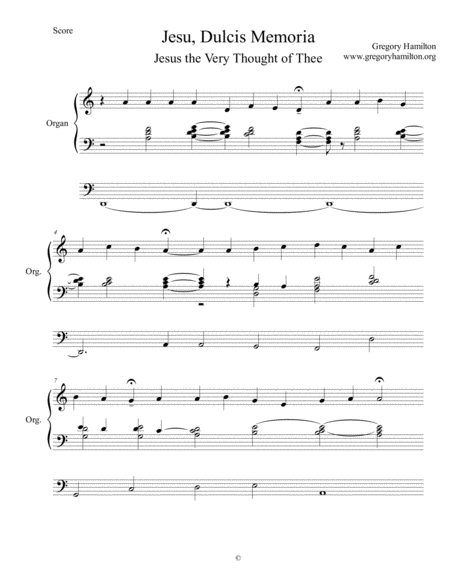 Jesu Dulcis Memoria Alternate Harmonization Sheet Music