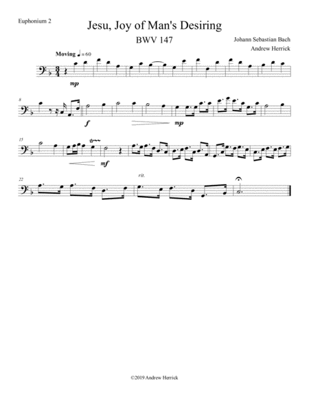 Free Sheet Music Jesu Joy Of Mans Desiring Abridged