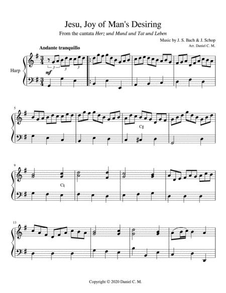 Jesu Joy Of Mans Desiring For Harp Easy Sheet Music