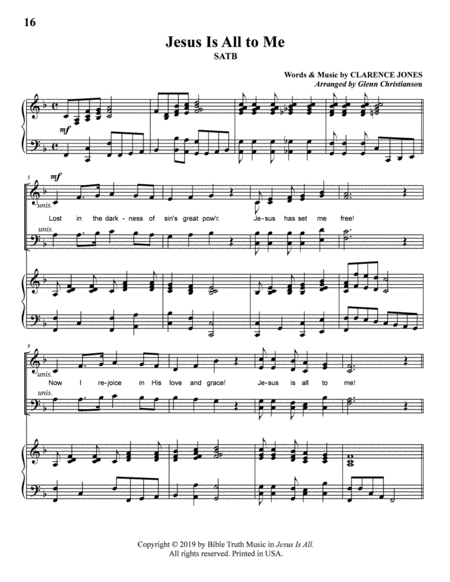 Jesus Is All To Me Sheet Music