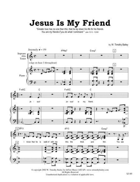 Jesus Is My Friend Sheet Music