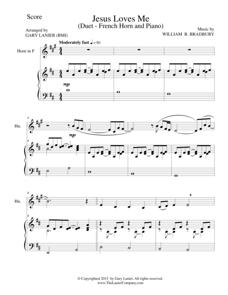 Jesus Loves Me Duet French Horn And Piano Score And Parts Sheet Music