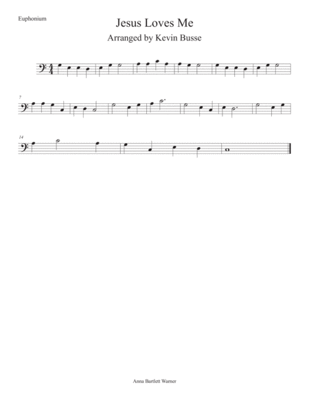 Jesus Loves Me Easy Key Of C Euphonium Sheet Music