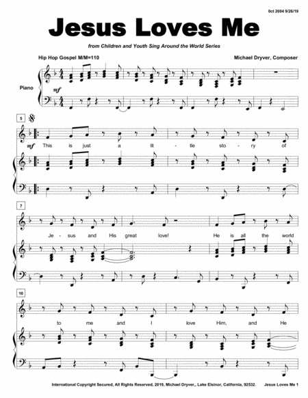 Jesus Loves Me From Children Sing Around The World Series Sheet Music