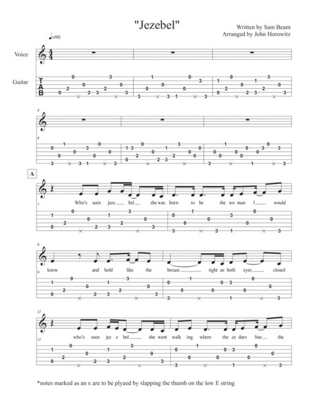 Free Sheet Music Jezebel Tablature