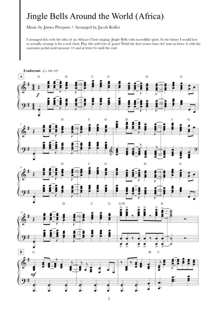 Free Sheet Music Jingle Bells Around The World Africa