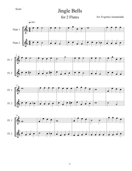 Jingle Bells Easy Christmas Song For 2 Flutes Sheet Music