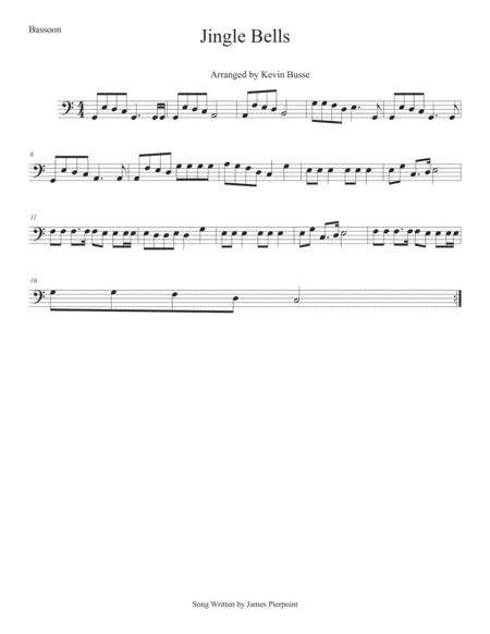 Free Sheet Music Jingle Bells Easy Key Of C Bassoon