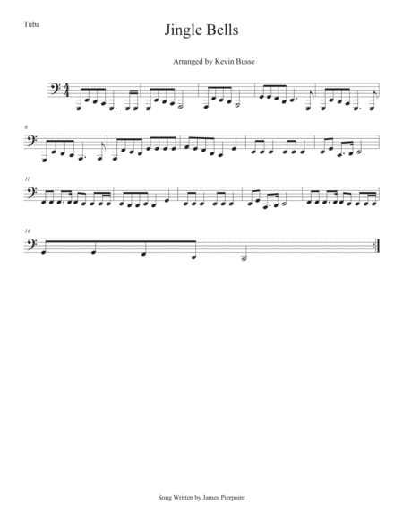 Jingle Bells Easy Key Of C Tuba Sheet Music