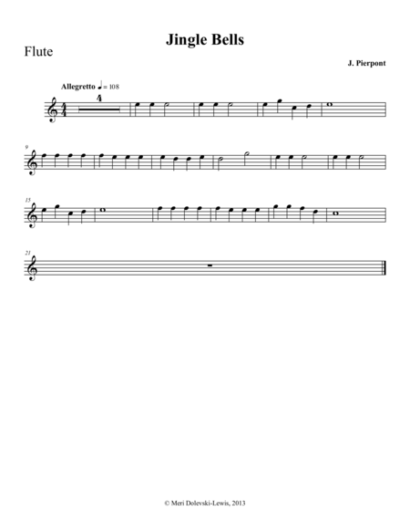 Jingle Bells Flute Piano Sheet Music