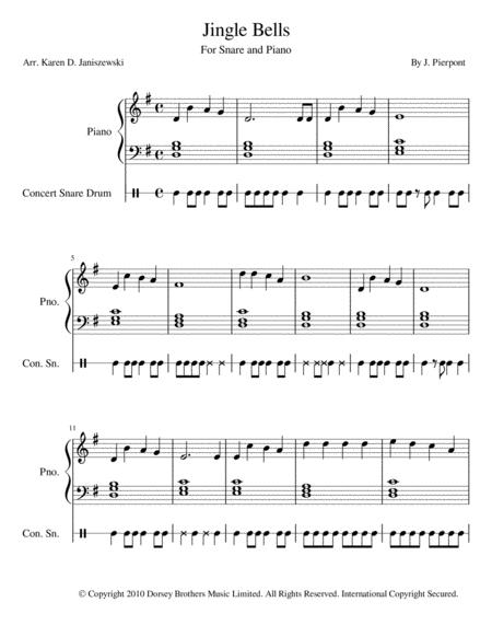 Jingle Bells For Beginning Snare Drum And Piano Sheet Music