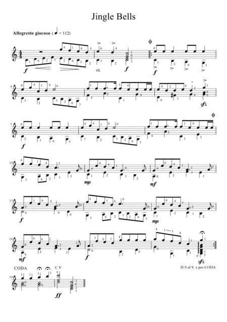 Jingle Bells Guitar Score With Tabulature Sheet Music