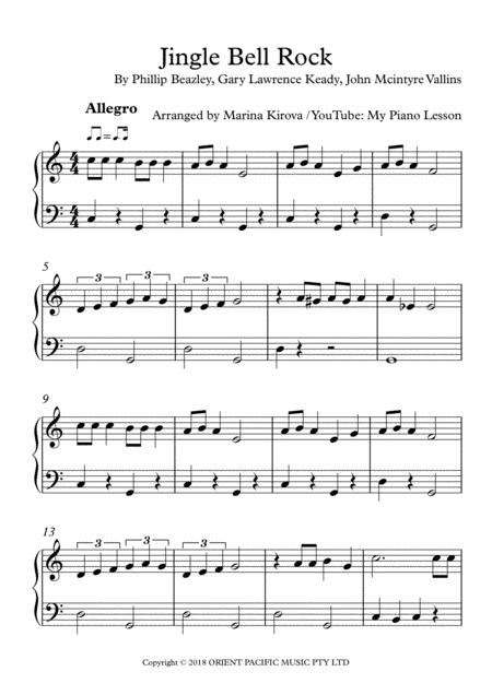 Free Sheet Music Jingle Bells Rock Easy Piano Solo In Easy To Read Format
