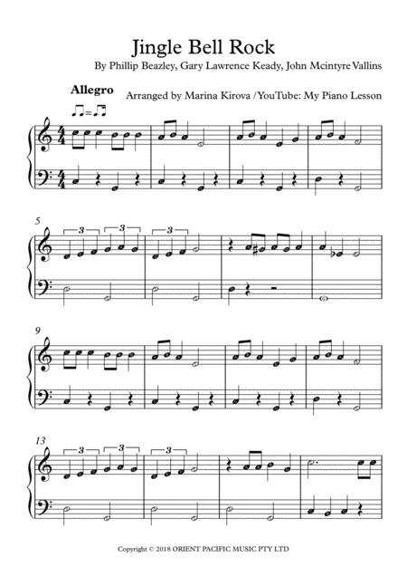 Free Sheet Music Jingle Bells Rock Easy Piano Solo With Note Names In Easy To Read Format