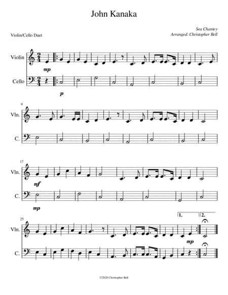 John Kanaka Easy Violin Cello Duet Sheet Music