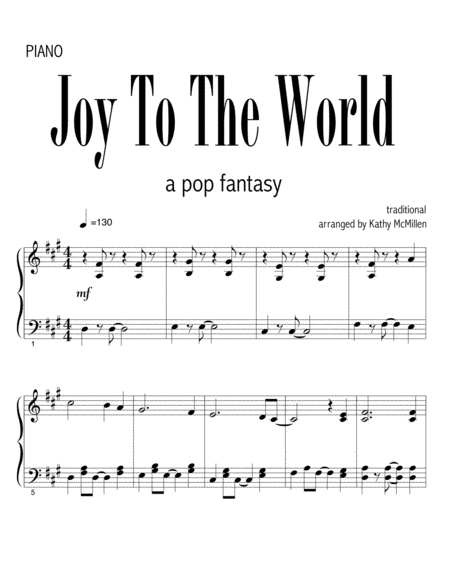 Free Sheet Music Joy To The World A Pop Fantasy