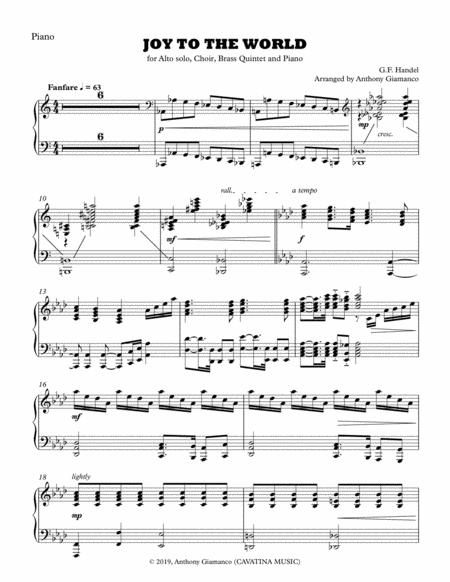 Free Sheet Music Joy To The World Alto Solo Choir Piano Brass Quintet Piano Score