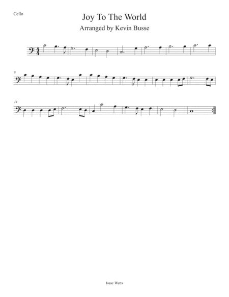 Joy To The World Easy Key Of C Cello Sheet Music