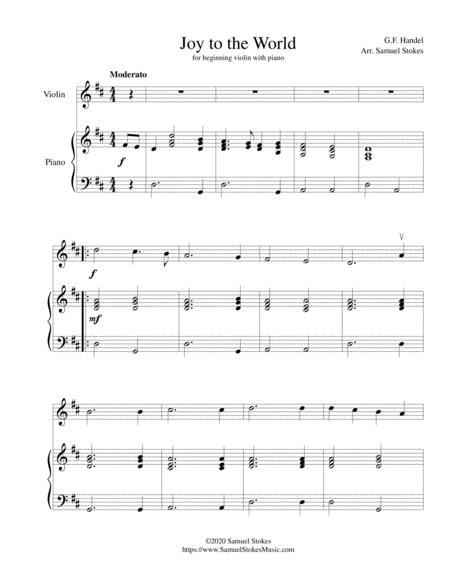 Joy To The World For Beginning Violin With Optional Piano Accompaniment Sheet Music