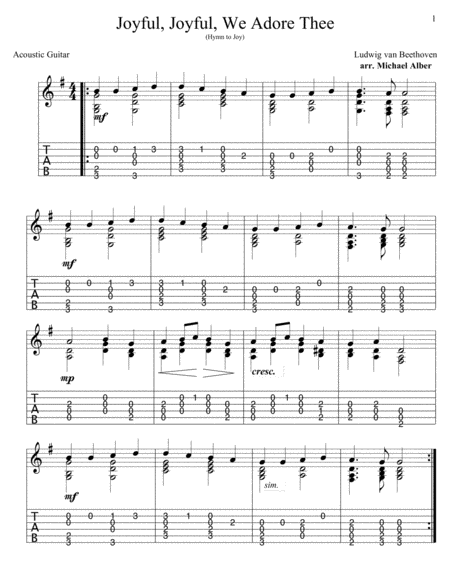 Free Sheet Music Joyful Joyful We Adore Thee Ode To Joy Beethoven