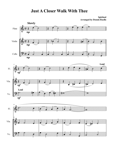 Just A Closer Walk With Thee Trio Flute Or Clarinet Violin And Cello Sheet Music