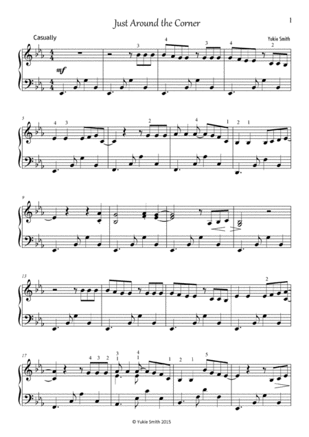 Free Sheet Music Just Around The Corner Original Piano Solo By Yukie Smith