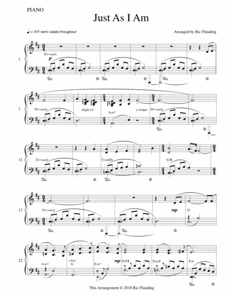 Just As I Am Piano Sheet Music