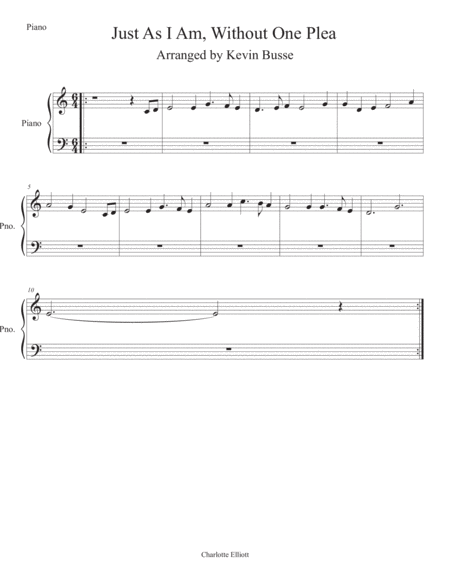 Free Sheet Music Just As I Am Without One Plea Easy Key Of C Piano